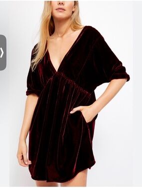 Free People Velvet Ivy V-Neck Mini Dress